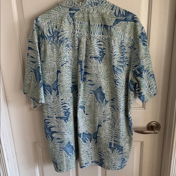 VTG Cooke Street Honolulu Blue & Green Leaf Hawaiian Shirt MINT SZ 2X Cotton - Picture 4 of 4